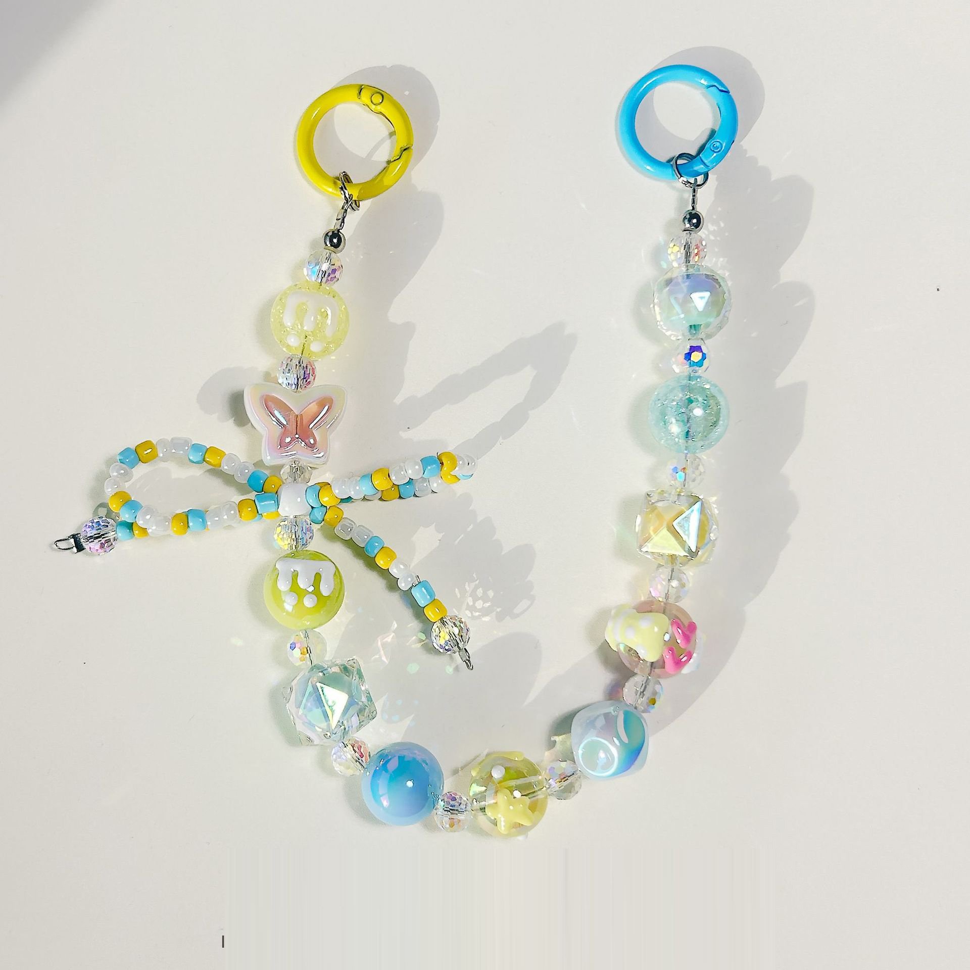 Luoyan Kawaii Seed Beads Cellphone Chain Strap Lanyard Sweet Cool Girl Bag Beaded Keyring Phone Charms Pendant Wallet