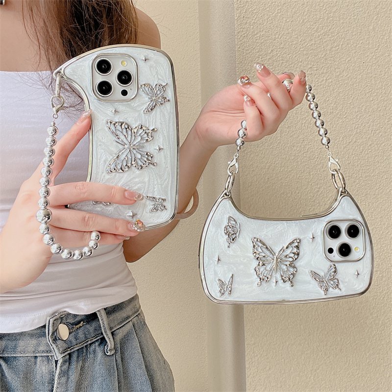 Luxury plastic Butterfly Bag Fashion phone case for iPhone16 15promax fall protection case 14pro tote strap 13 12 women's 11