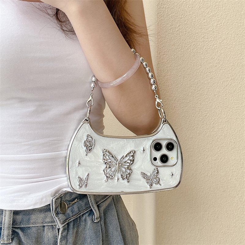 Luxury plastic Butterfly Bag Fashion phone case for iPhone16 15promax fall protection case 14pro tote strap 13 12 women's 11