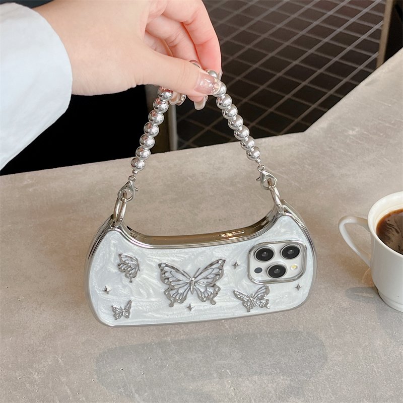 Luxury plastic Butterfly Bag Fashion phone case for iPhone16 15promax fall protection case 14pro tote strap 13 12 women's 11