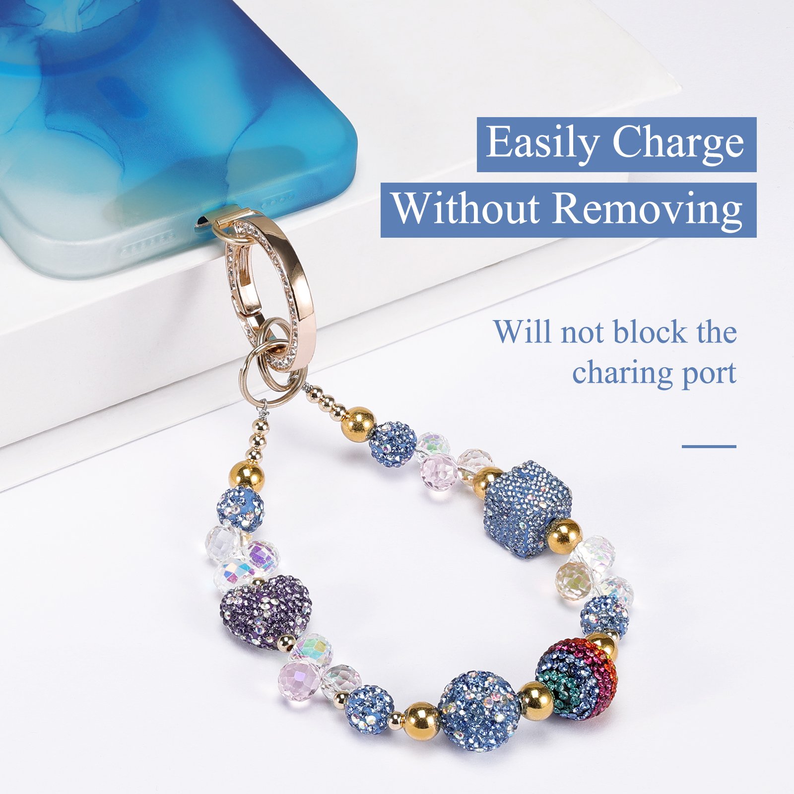 Glitter Chain Cell Phone Diamond Bracelet For Mobile Phone Jewelry Lanyard Handy Charms Lanyard Beads Phone Straps