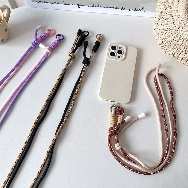 Universal Polyester Phone Lanyard Adjustable Crossbody Neck & Wrist Strap with Chain Clip & Go Phone Chain