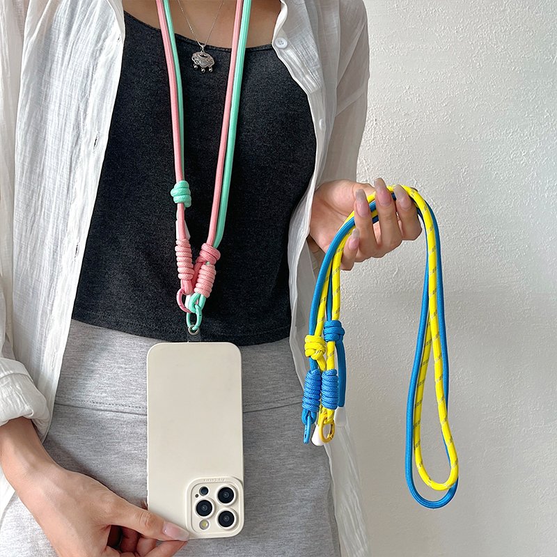 Universal Polyester Phone Lanyard Adjustable Crossbody Neck & Wrist Strap with Chain Clip & Go Phone Chain