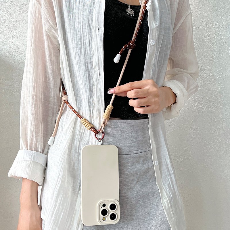 Universal Polyester Phone Lanyard Adjustable Crossbody Neck & Wrist Strap with Chain Clip & Go Phone Chain