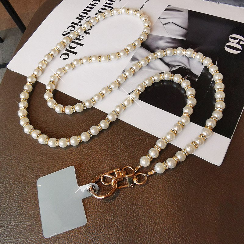 Pearl Beads Mobile Phone Case Crossbody With Straps Hanging Neck Rope Long Chain Anti-fall Phone Case Lanyard For Womens Jewelry