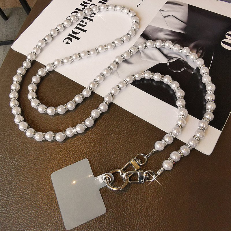 Pearl Beads Mobile Phone Case Crossbody With Straps Hanging Neck Rope Long Chain Anti-fall Phone Case Lanyard For Womens Jewelry