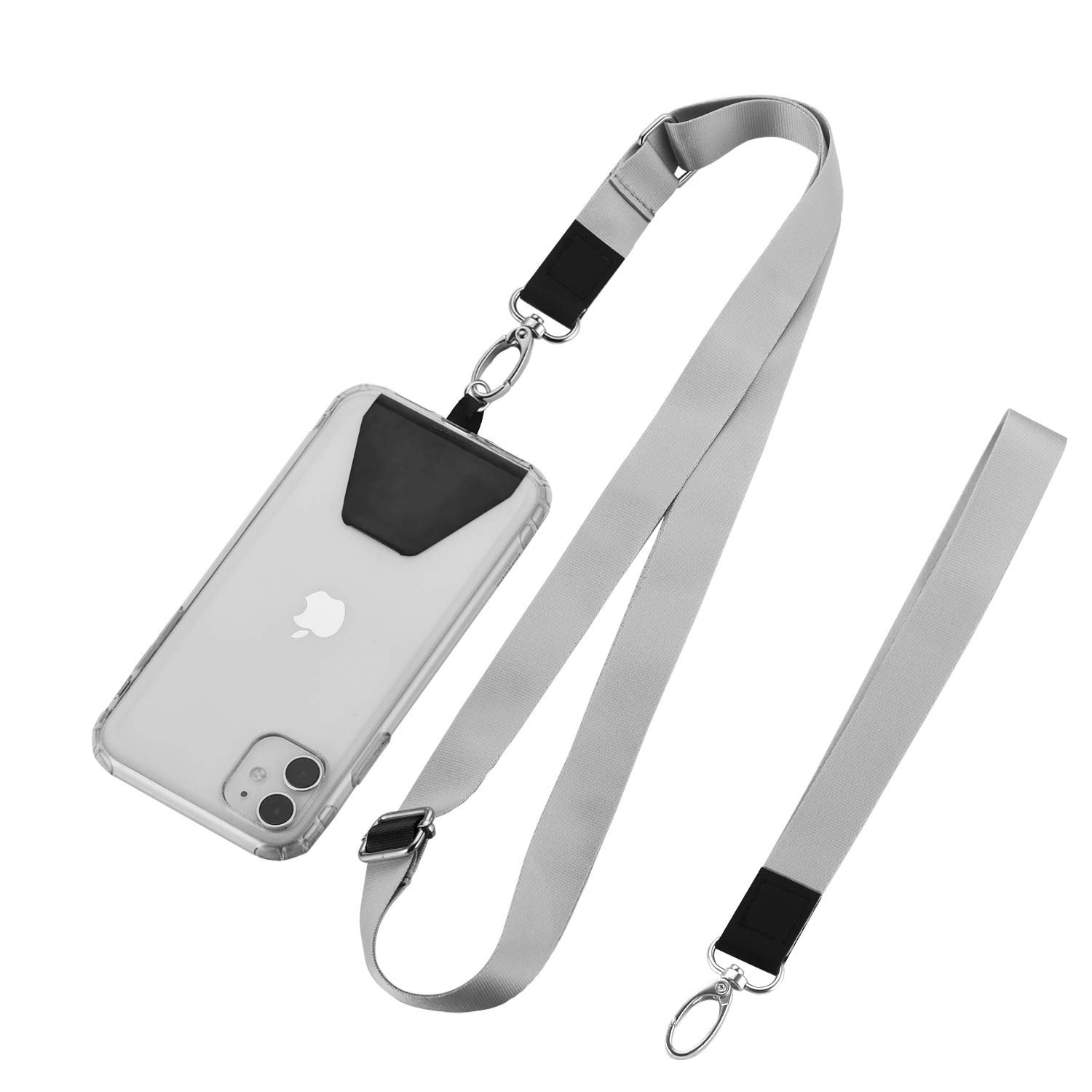 Custom Logo Nylon Lanyard Adjustable Black Phone Lanyard Holder Cell Phone Strap Neck Strap Cell Phone Wrist Strap
