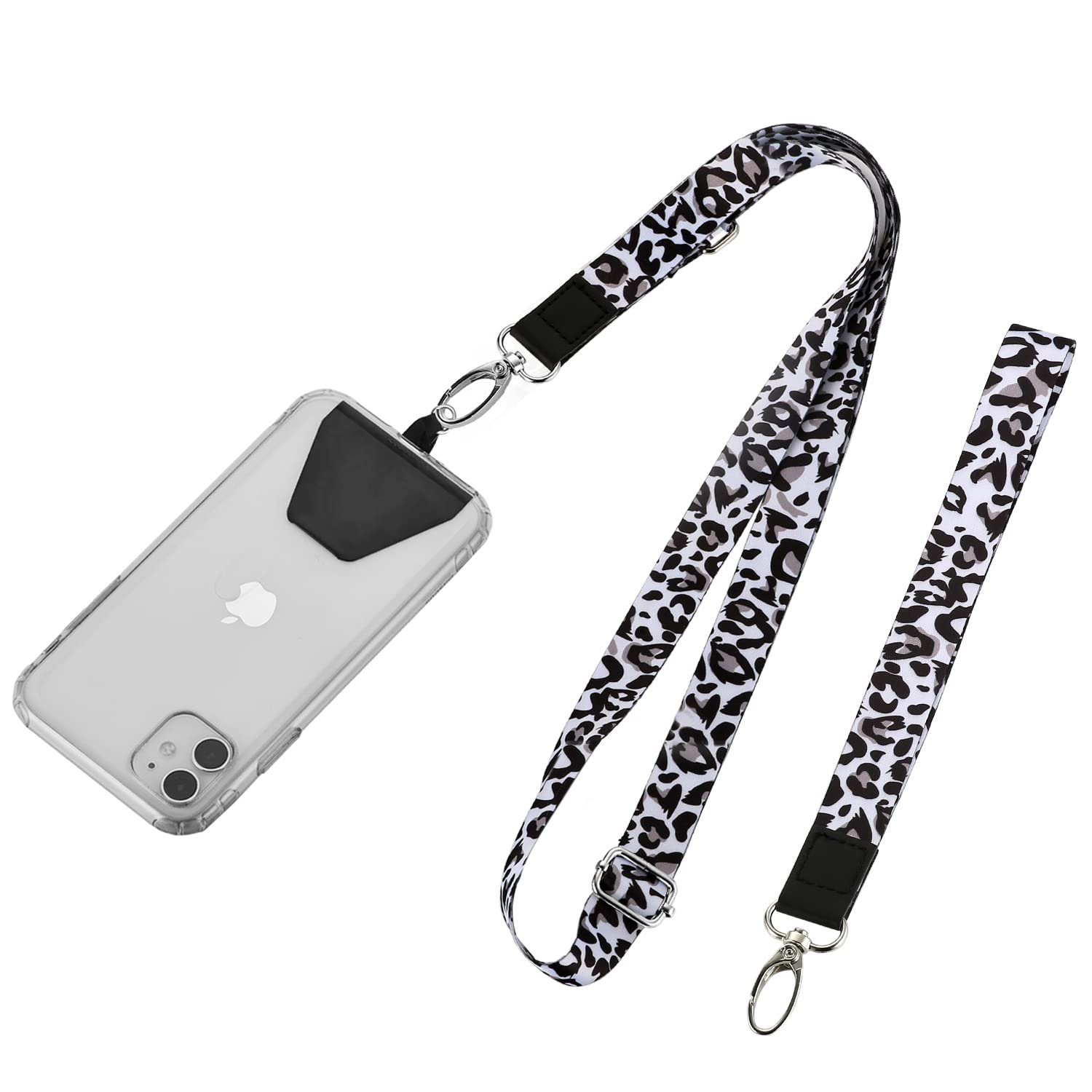 Custom Logo Nylon Lanyard Adjustable Black Phone Lanyard Holder Cell Phone Strap Neck Strap Cell Phone Wrist Strap