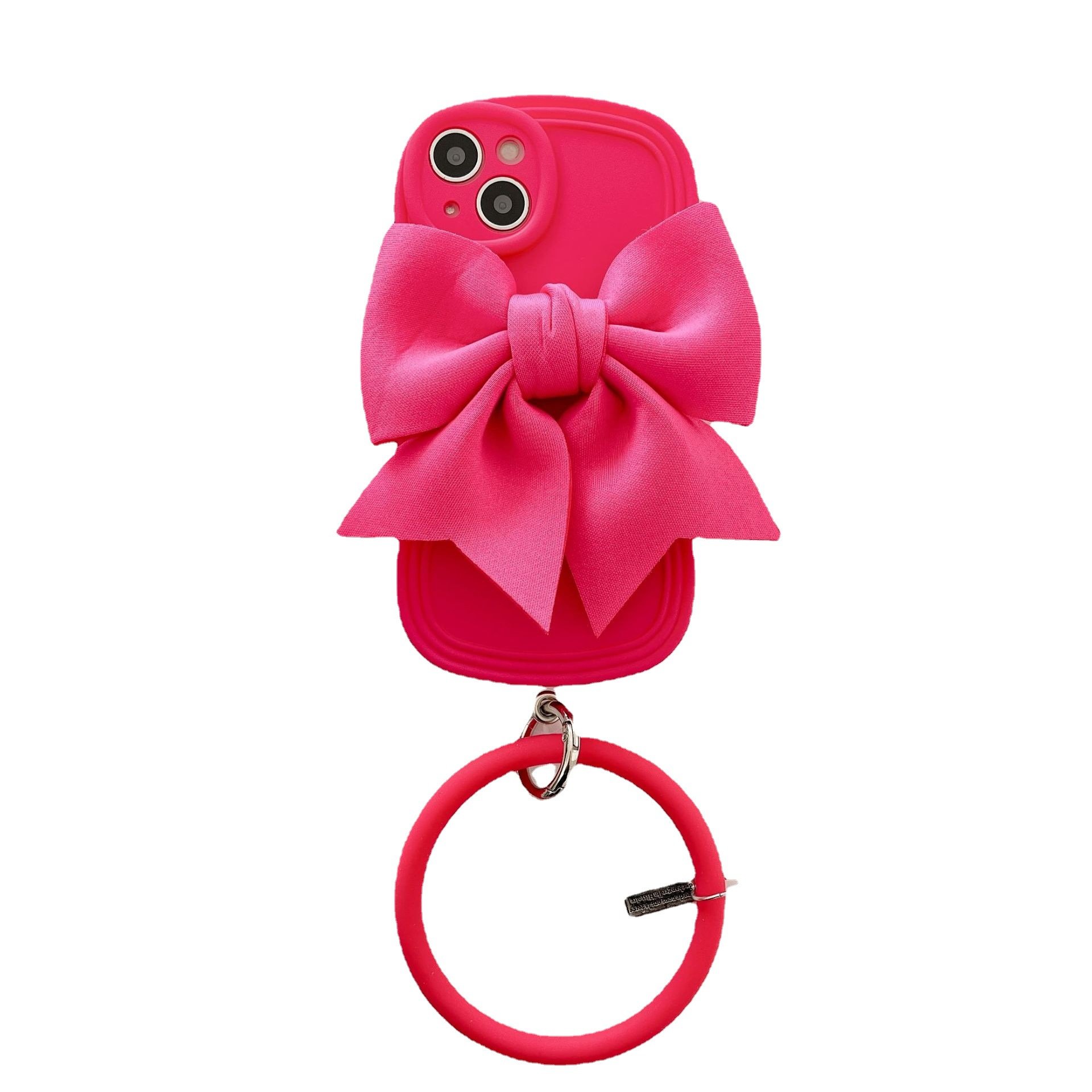 New Custom Colorful Bowknot Decor Phone Case Charms Circle Ring Bracelet Back Cover For iPhone 15 14 13 12 11