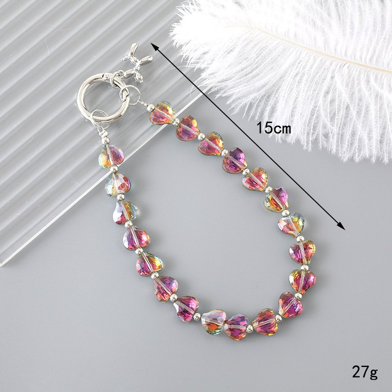 Dazzling Love Crystal Gemstone Beaded Mobile Phone Pendant Dazzling Phone Strap