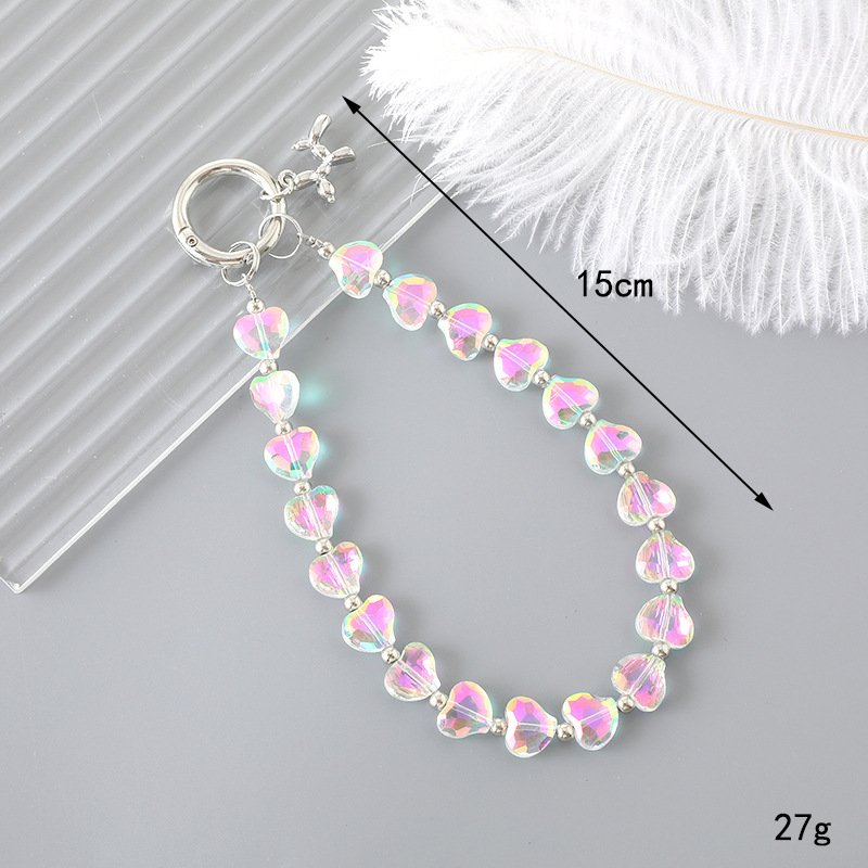 Dazzling Love Crystal Gemstone Beaded Mobile Phone Pendant Dazzling Phone Strap