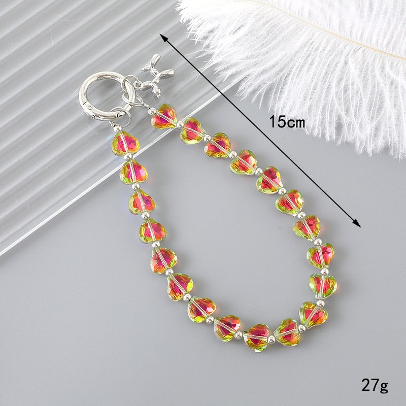 Dazzling Love Crystal Gemstone Beaded Mobile Phone Pendant Dazzling Phone Strap