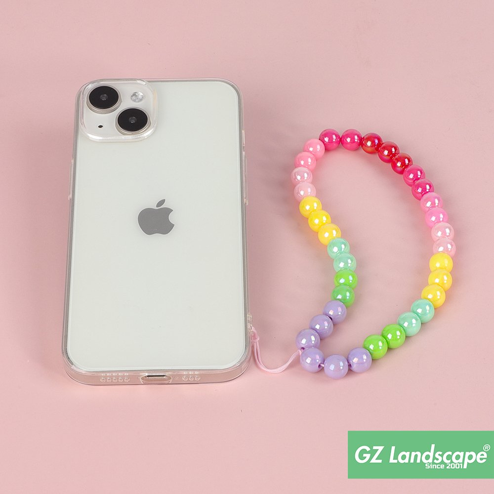 Electroplated glossy custom color bead charms pendant decorate shiny strap cell phone chains for iphone case