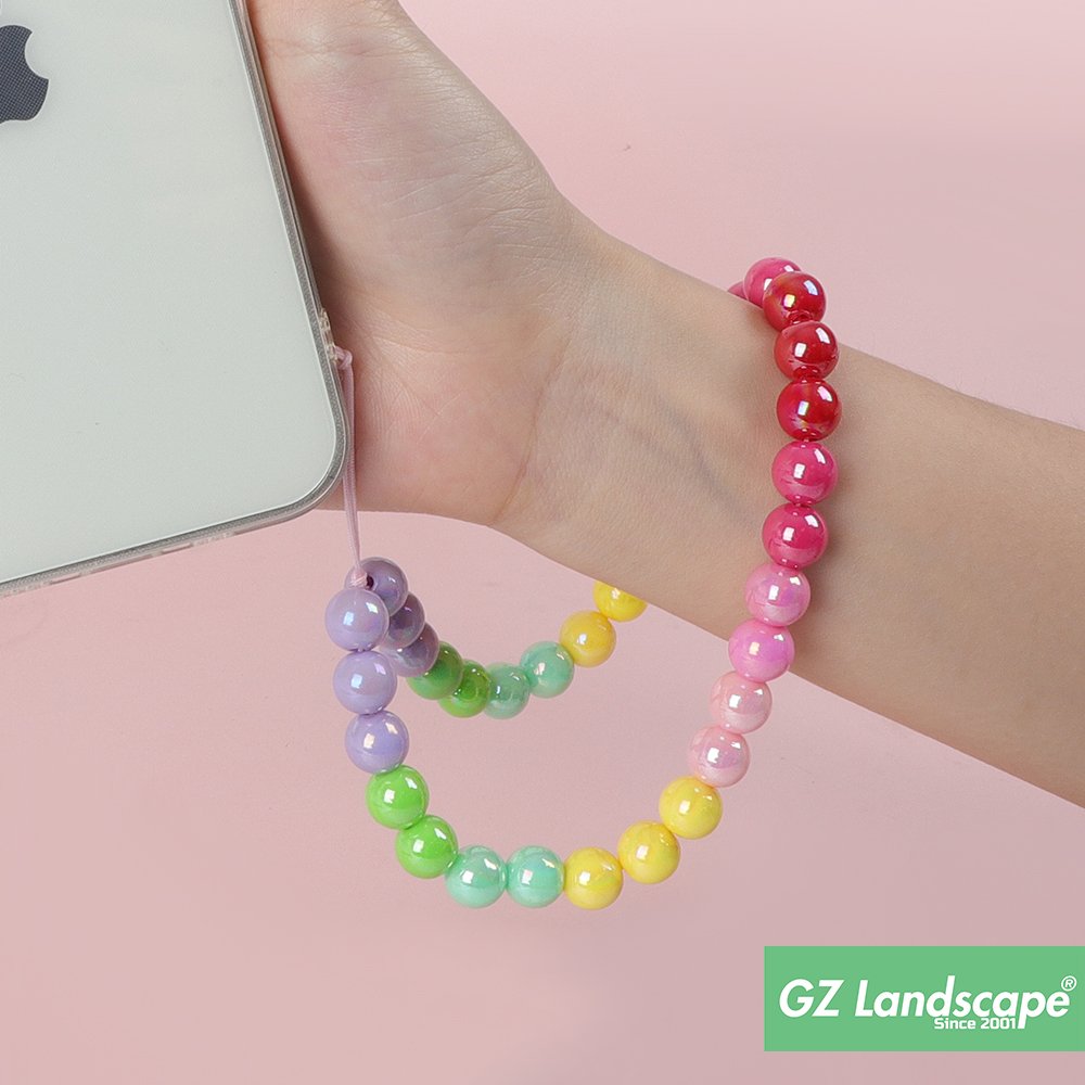 Electroplated glossy custom color bead charms pendant decorate shiny strap cell phone chains for iphone case