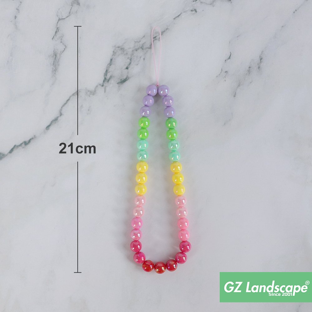 Electroplated glossy custom color bead charms pendant decorate shiny strap cell phone chains for iphone case