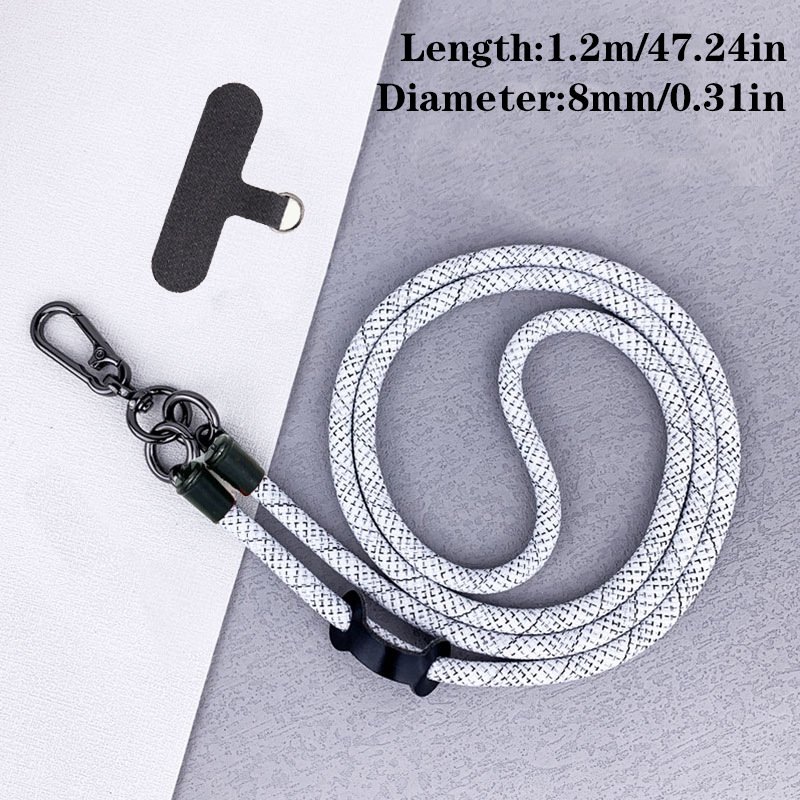 Factory Wholesale 8mm Long Phone Holder Lanyard with Patch, Crossbody Anti-Lost Neck Strap, Polyester Mobile Phone Strap