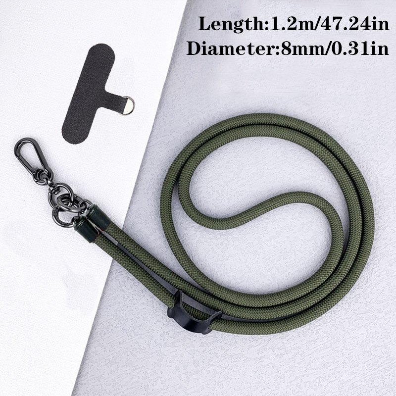 Factory Wholesale 8mm Long Phone Holder Lanyard with Patch, Crossbody Anti-Lost Neck Strap, Polyester Mobile Phone Strap