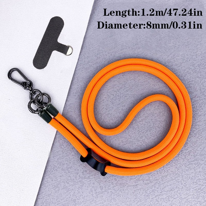 Factory Wholesale 8mm Long Phone Holder Lanyard with Patch, Crossbody Anti-Lost Neck Strap, Polyester Mobile Phone Strap