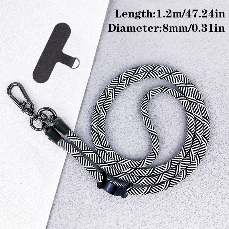 Factory Wholesale 8mm Long Phone Holder Lanyard with Patch, Crossbody Anti-Lost Neck Strap, Polyester Mobile Phone Strap