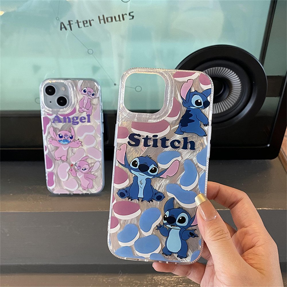 New Cute Cartoon Stitch Acrylic Mobile Phone Case For iPhone 16 15 14 13 12 11 Pro max TPU Custom printing Shockproof Back Cover