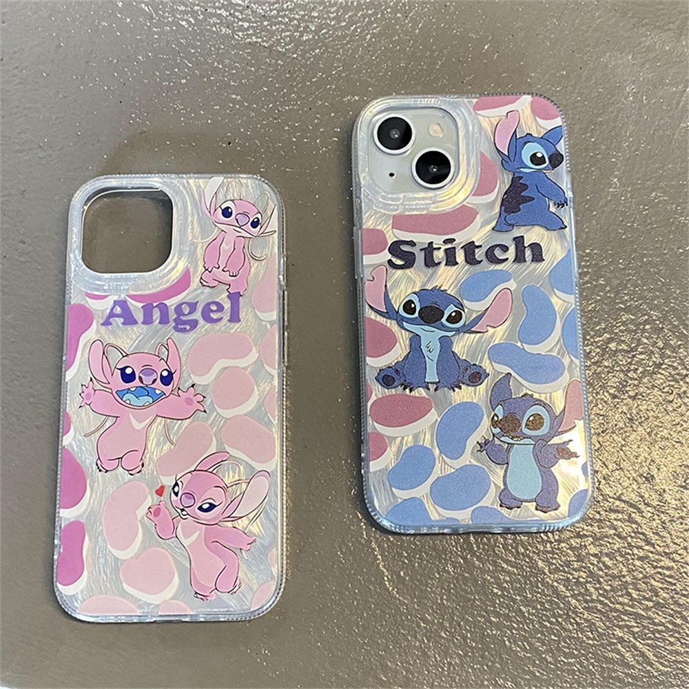New Cute Cartoon Stitch Acrylic Mobile Phone Case For iPhone 16 15 14 13 12 11 Pro max TPU Custom printing Shockproof Back Cover
