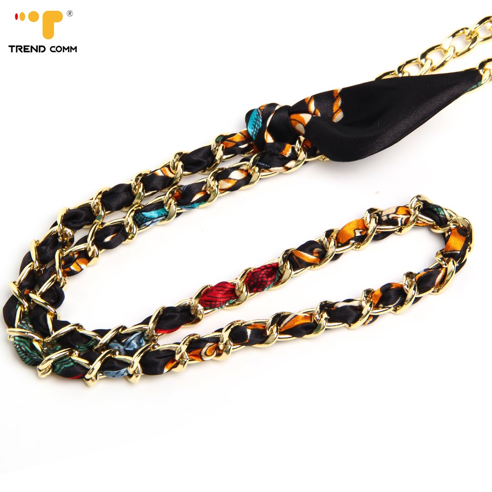Elegant Anti-Lost Mobile Phone Lanyard Neck Strap Crossbody Phone Metal Chain with Scarf for Easy Carrying