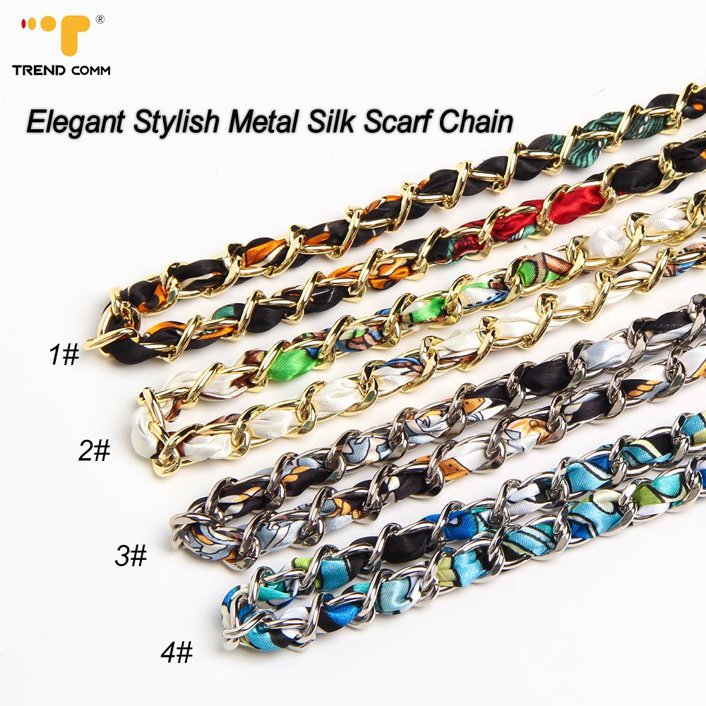 Elegant Anti-Lost Mobile Phone Lanyard Neck Strap Crossbody Phone Metal Chain with Scarf for Easy Carrying