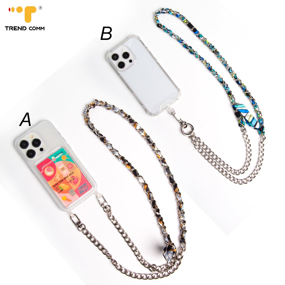 Elegant Anti-Lost Mobile Phone Lanyard Neck Strap Crossbody Phone Metal Chain with Scarf for Easy Carrying