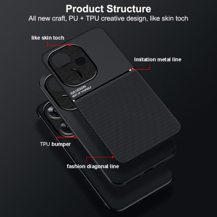 Wholesale For Xiaomi Redmi Turbo 3 Classic Tilt Strip Grain Magnetic Shockproof PC + TPU Phone Case
