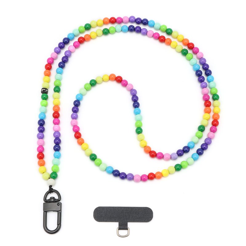 cell phone colorful pearl bead chain with patch card