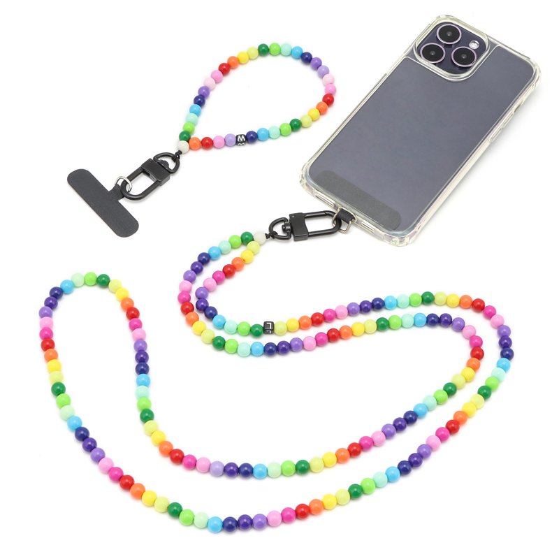 cell phone colorful pearl bead chain with patch card