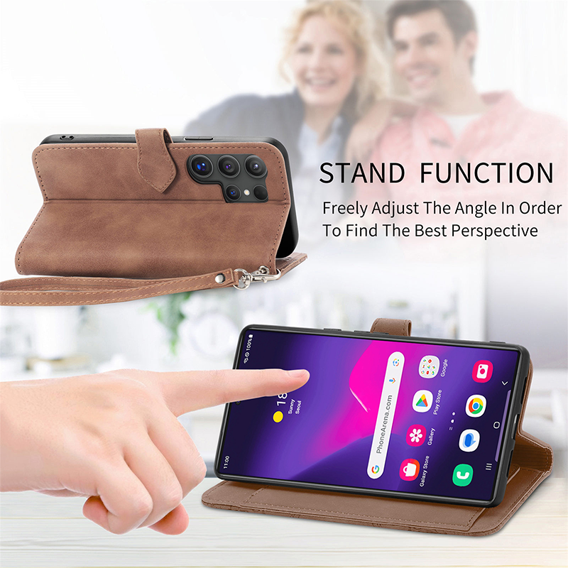 Leather Back Cover Strap Purse Cellphone Lanyard Crossbody Mobile Phone Bags And Cases For Samsung S24 Mobile Phones With Strap