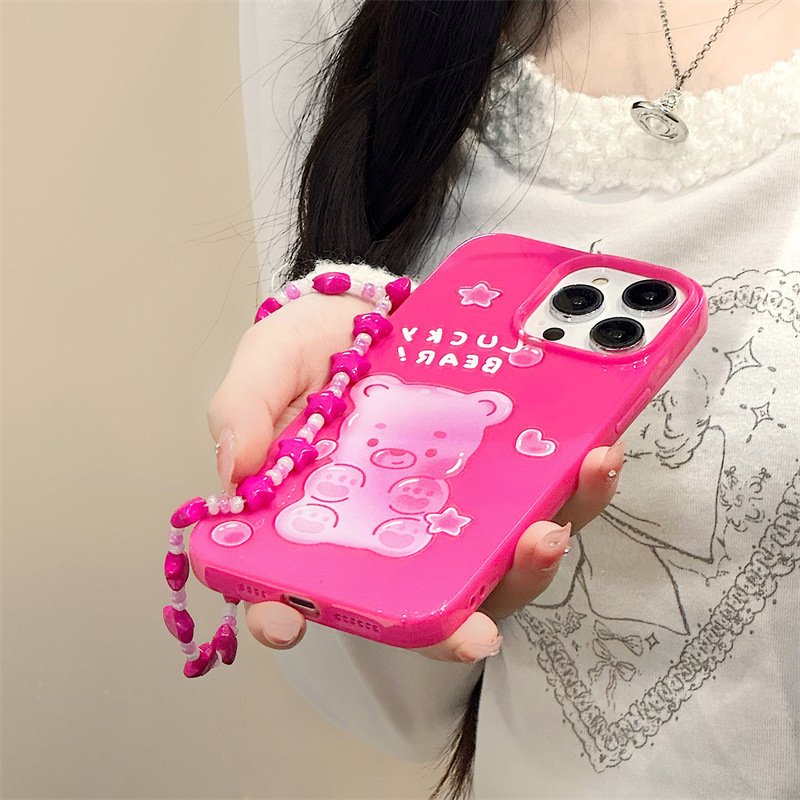 Girls Women Rose Mobile Phone Case With Chain Strap Cover For iPhone 15 14 13 11 12 pro Max XS XR 78 Plus Custom Design