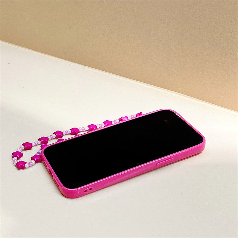 Girls Women Rose Mobile Phone Case With Chain Strap Cover For iPhone 15 14 13 11 12 pro Max XS XR 78 Plus Custom Design