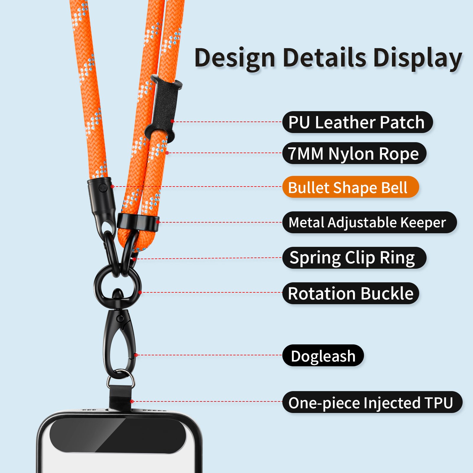 Cell Phone Rope Strap Accessories Universal Mobile Phone Lanyard Crossbody Necklace Strap Patch Tether Adjustable length