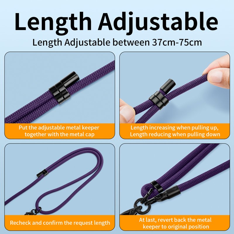 Cell Phone Rope Strap Accessories Universal Mobile Phone Lanyard Crossbody Necklace Strap Patch Tether Adjustable length