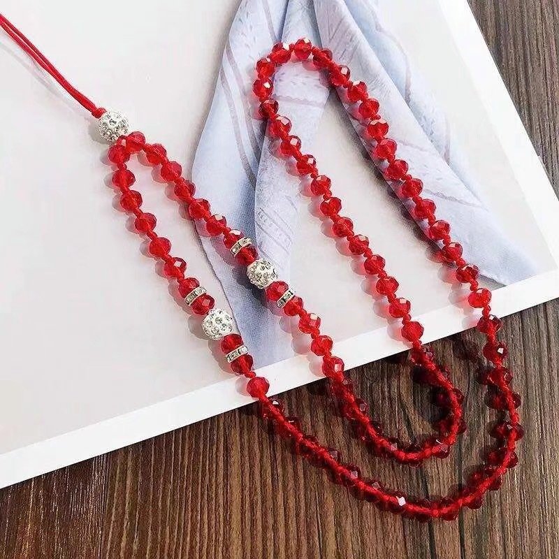 fashion hanging chain ring code cell phone wrist strap clip universal long short crystal teardrop bead mobile phone lanyard