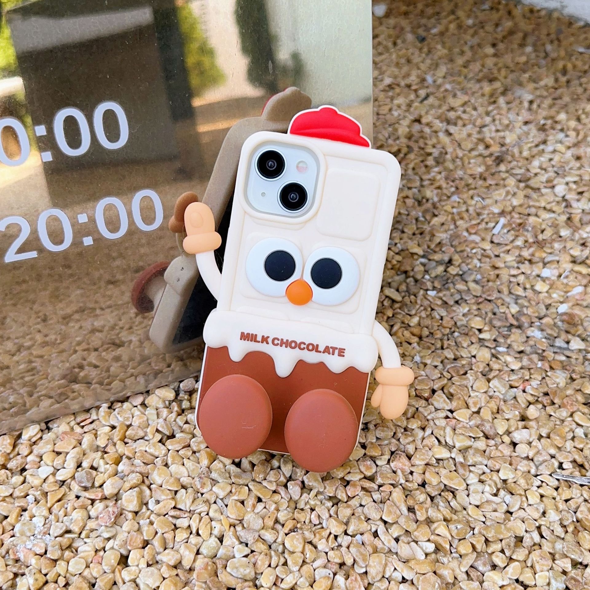 Korean Cute Chocolate Milk Robot Silicone Phone Case For iPhone 15 14 13 12 Pro Max 11 Cute Funny Gift Shockproof Soft Cover