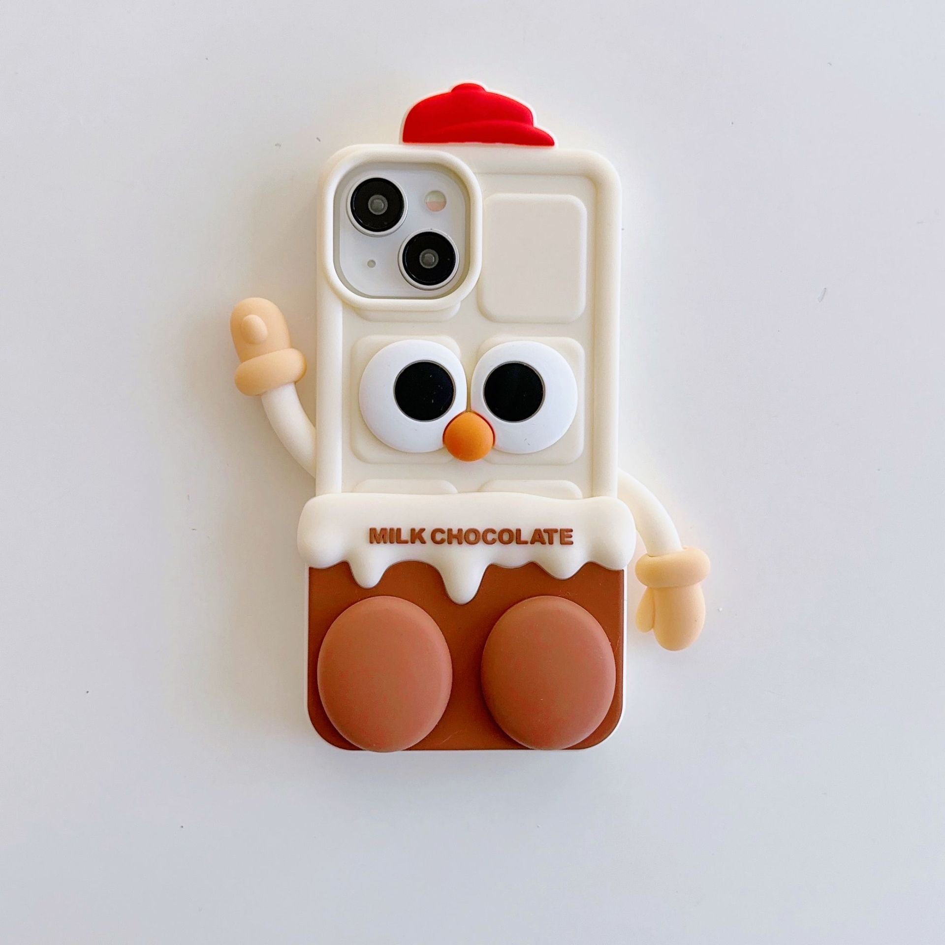 Korean Cute Chocolate Milk Robot Silicone Phone Case For iPhone 15 14 13 12 Pro Max 11 Cute Funny Gift Shockproof Soft Cover