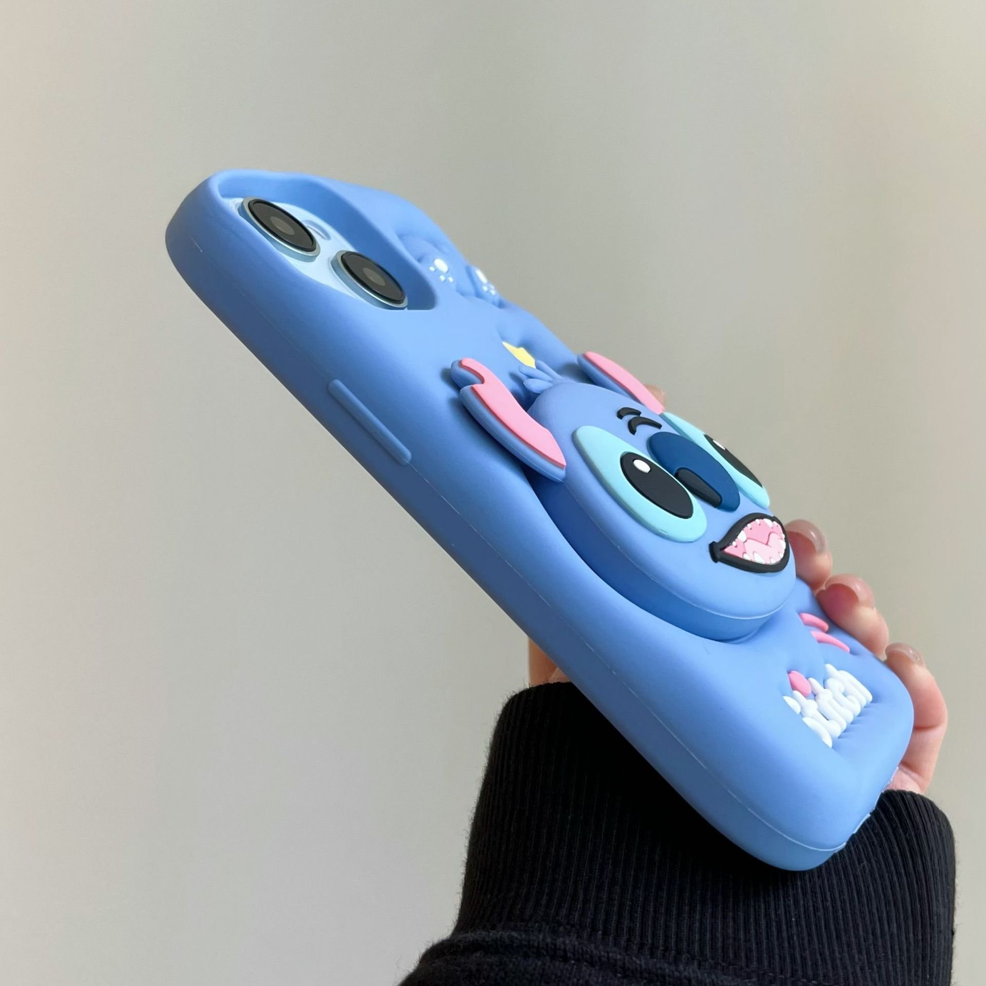 3D Cute Stitch Stand Silicone Mobile Phone Case For iPhone 15 14 13 12 11 Pro max Ring New Cartoon Custom Shockproof Back Cover