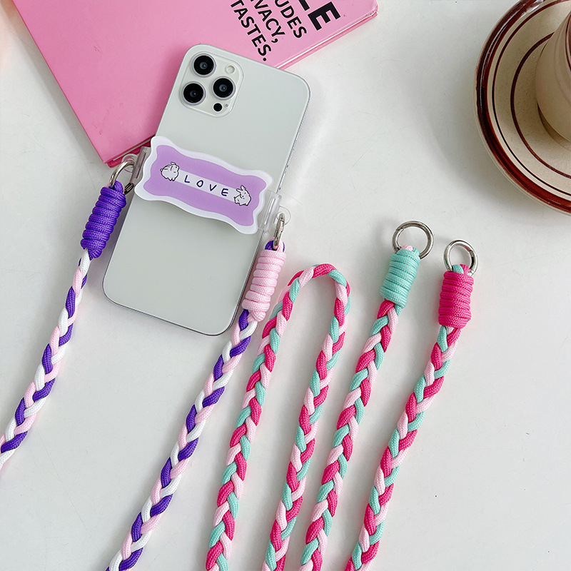 Custom mobile phone straps thick knitting smartphone cou lanyard macrame crossbody shoulder braided paracord phone charm strap