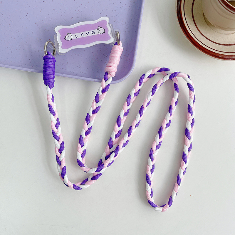 Custom mobile phone straps thick knitting smartphone cou lanyard macrame crossbody shoulder braided paracord phone charm strap