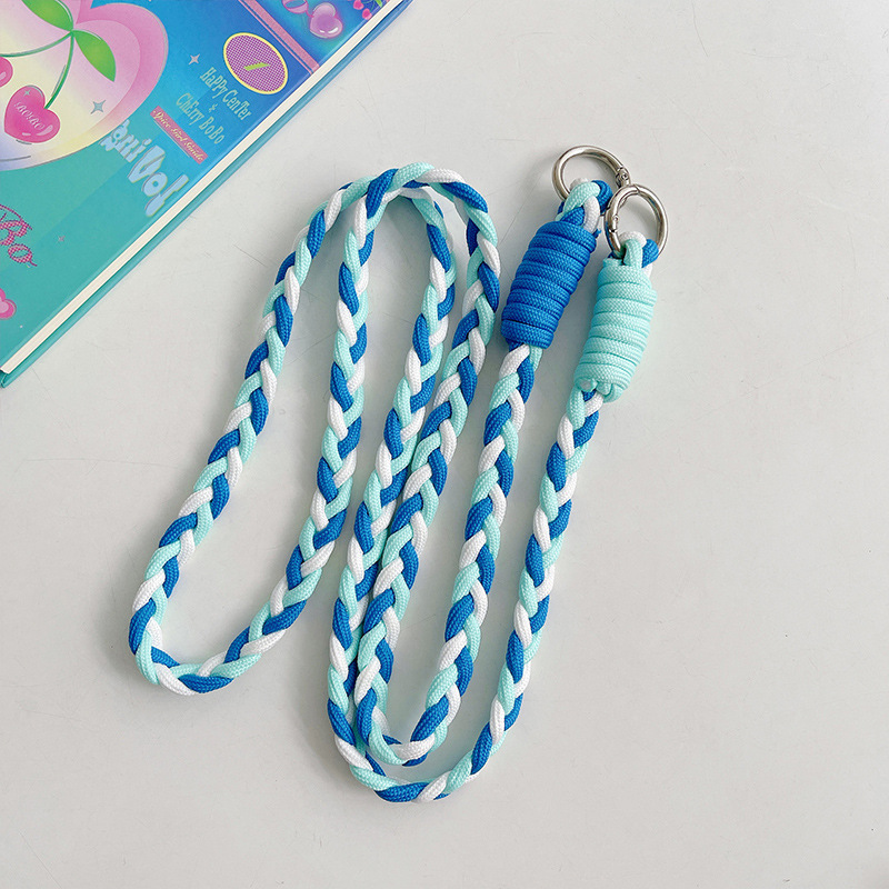 Custom mobile phone straps thick knitting smartphone cou lanyard macrame crossbody shoulder braided paracord phone charm strap
