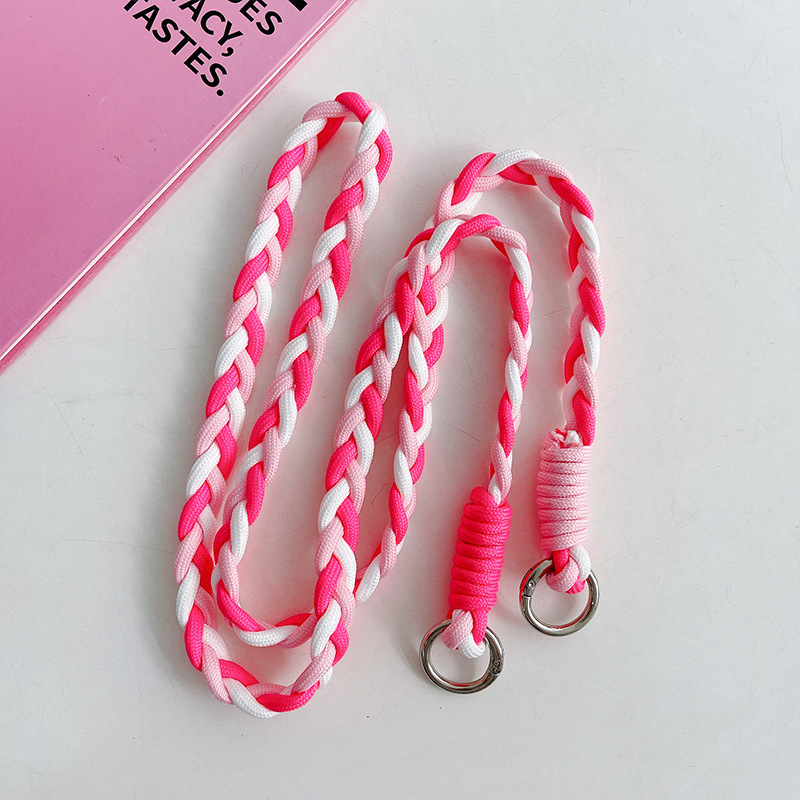 Custom mobile phone straps thick knitting smartphone cou lanyard macrame crossbody shoulder braided paracord phone charm strap