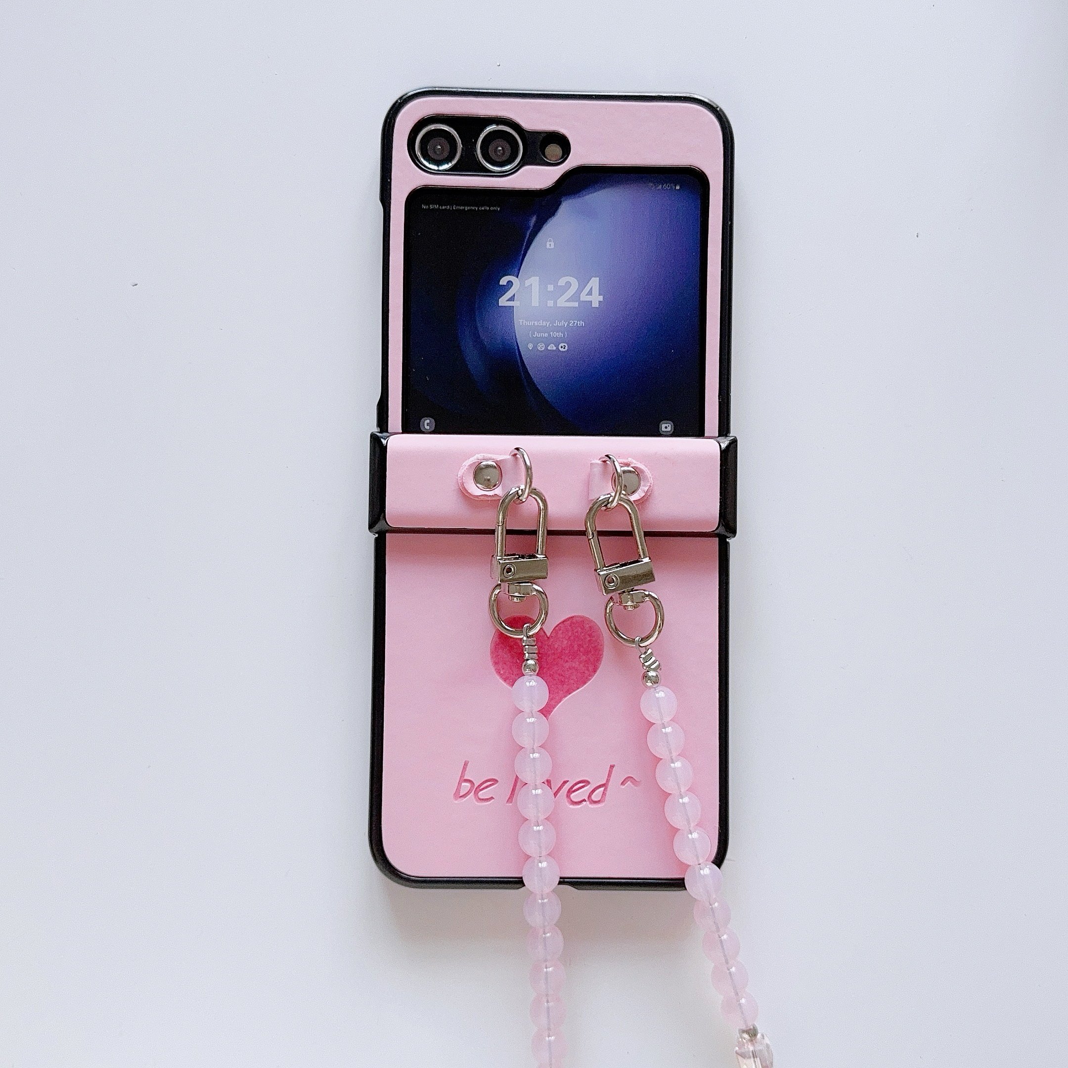 2024 TPU Heart Pattern Long Chain Strap Mobile Phone Cases for Samsung Galaxy ZFLIP 6 5 4 3 VIVO XFLIP
