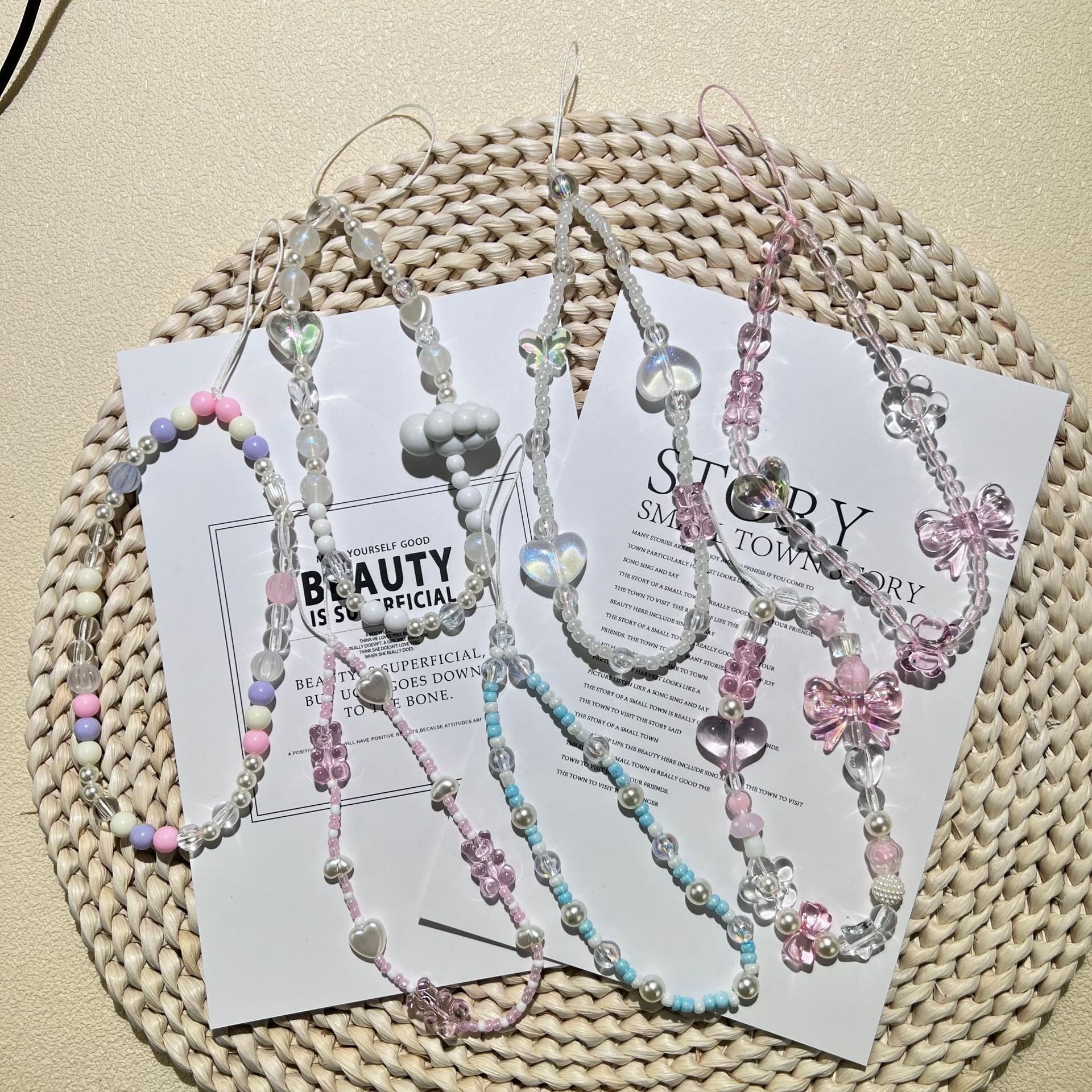 Low Price Hot Sale Cute Bear Beaded Phone Strap Phone Chain Strap Strap Lanyard Crystal Beads Mobile Phone Chain