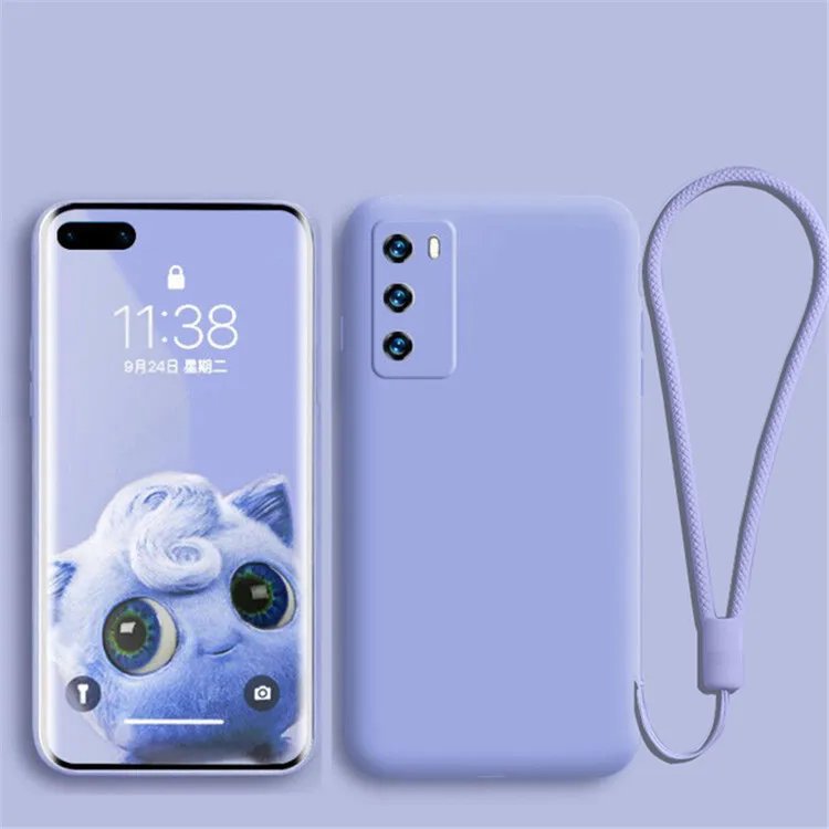 Full Camera Lens Protect Soft Cover Liquid Silicon Hand Lanyard Strap Case For Huawei P40 P30 Pro Mate 40 30 Pro Honor 30 Pro