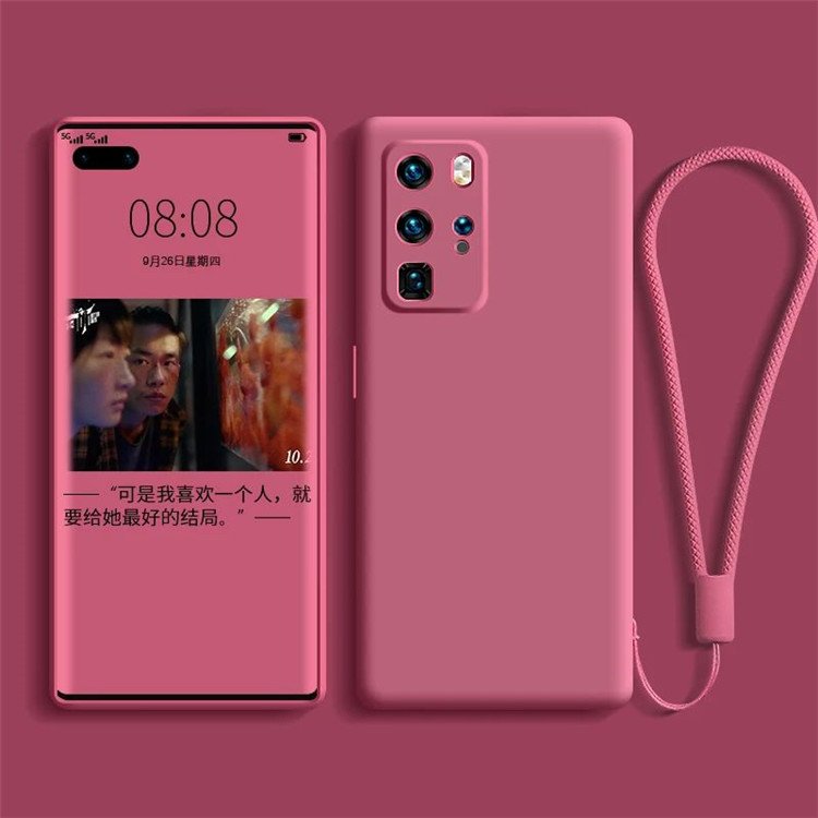 Full Camera Lens Protect Soft Cover Liquid Silicon Hand Lanyard Strap Case For Huawei P40 P30 Pro Mate 40 30 Pro Honor 30 Pro