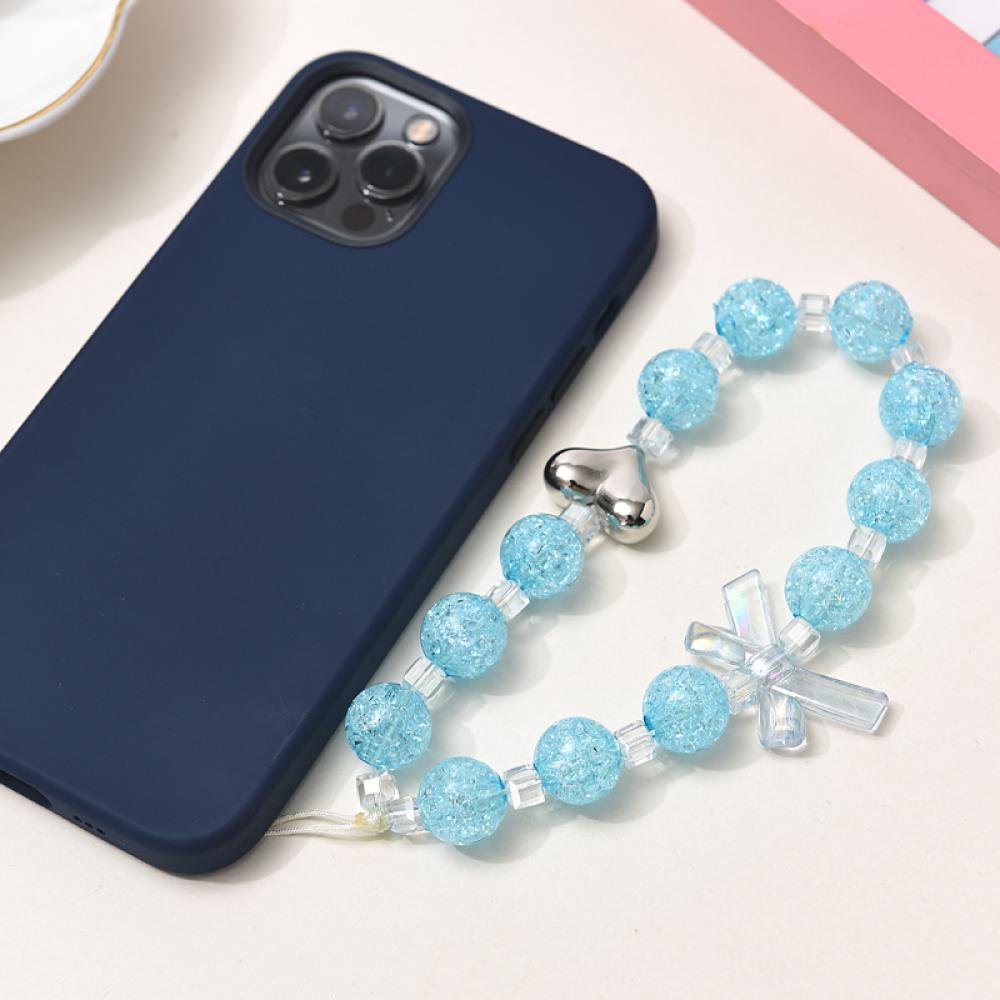 Short Wrist Strap Bow Heart Acrylic Beads Cell Phone Chain Anti-lost Lanyard Mobile Phone Lanyard Strap Jewelry Accessories