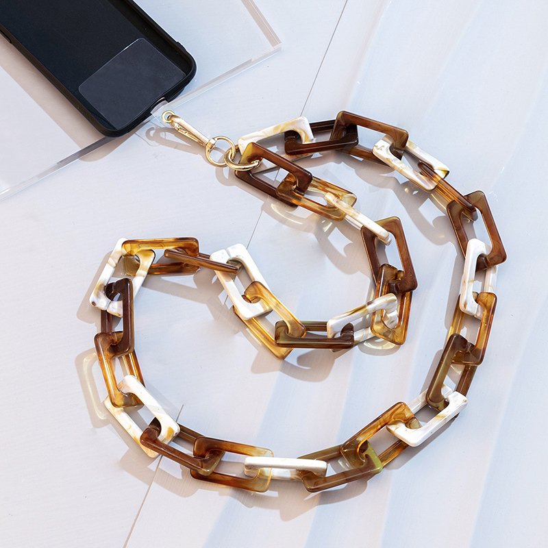 Long Color Rectangular Acrylic Mobile Phone Necklace Convenient Hanging Phone Chain Manufacturer Wholesale Phone Cases Chain